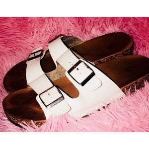 White Birkenstock inspired sandals!